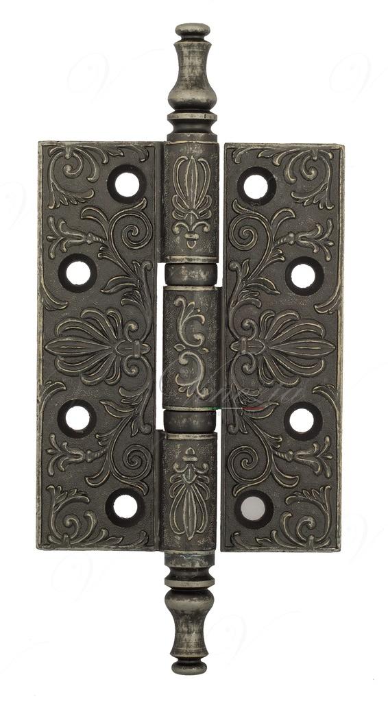 Петля дверная универсальная латунная с узором Venezia CRS011 102*76*3 античное серебро