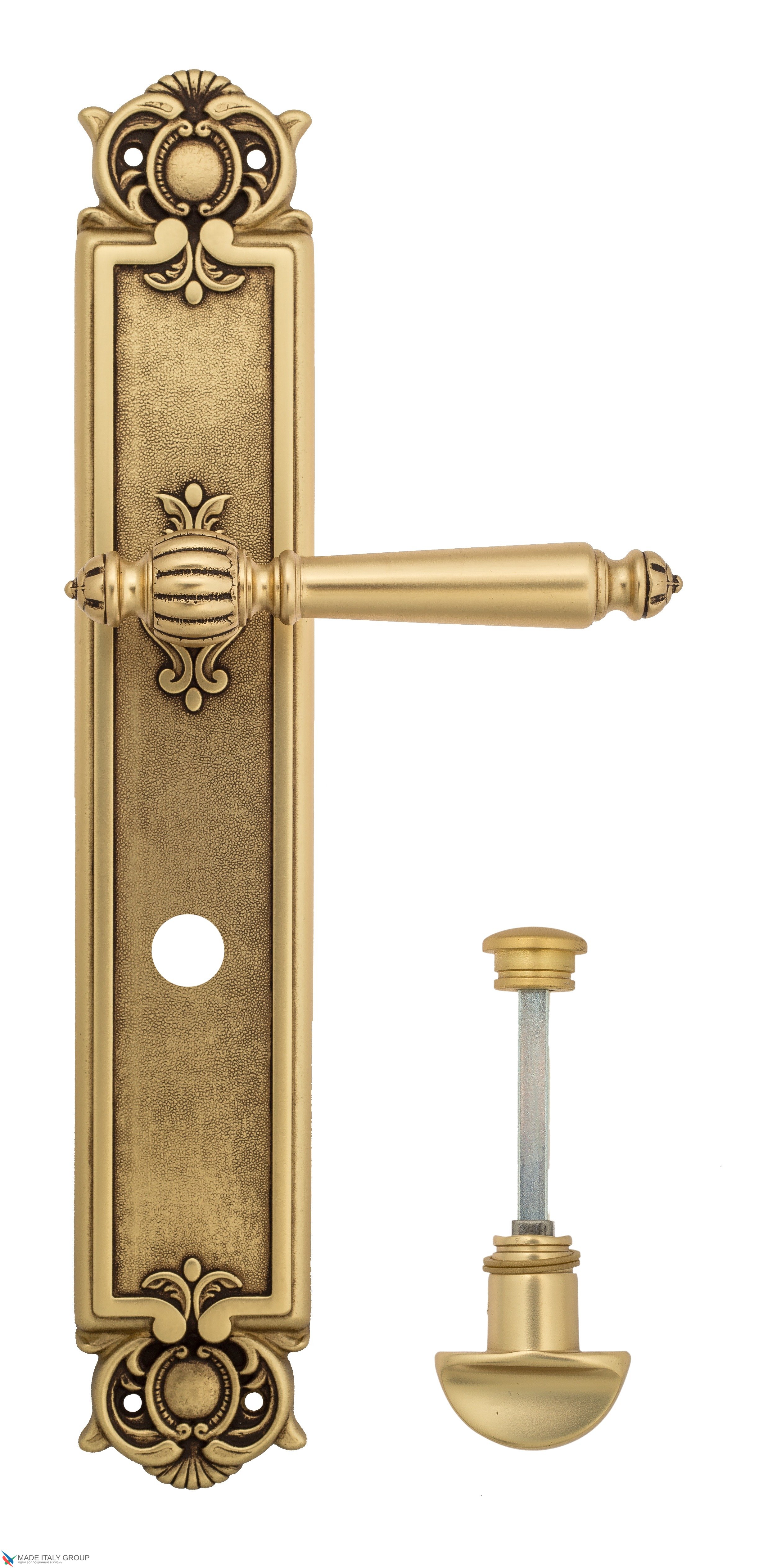 Дверная ручка Venezia "PELLESTRINA" WC-2 на планке PL97 французское золото + коричневый