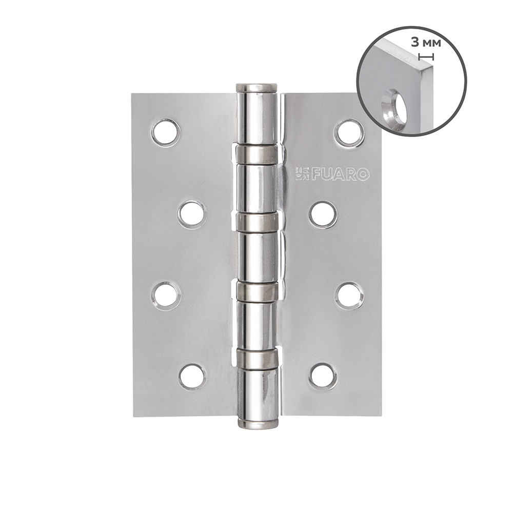 Комплект 2 шт. - Петля Fuaro (Фуаро) универсальная HEAVY IN4400U CP (хром) 100х75х3 мм