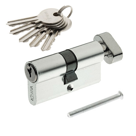 Цилиндр для замка ключ / вертушка Vanger EL-60-C-NI никель