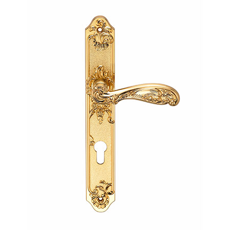 Ручка дверная на планке под цилиндр Archie Genesis FLOR S. GOLD (CL) матовое золото