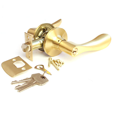 Ручка защелка (кноб) дверная нажимная Apecs 0891-01-GM ключ/фиксатор матовое золото