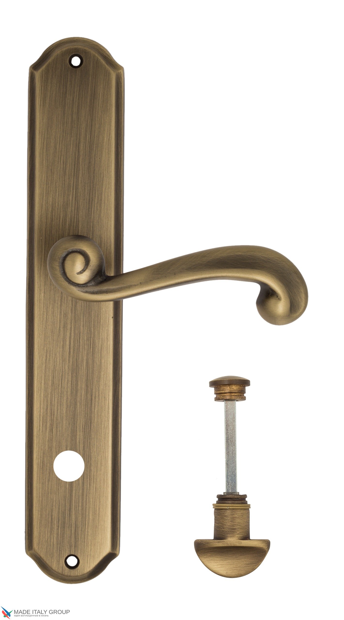 Дверная ручка Venezia "CARNEVALE" WC-2 на планке PL02 матовая бронза