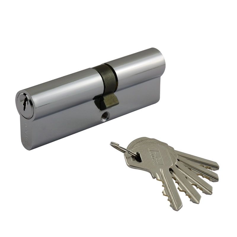 Цилиндровый механизм латунный ключ/ключ НОРА-М ЛУ-90 45-10-35 хром