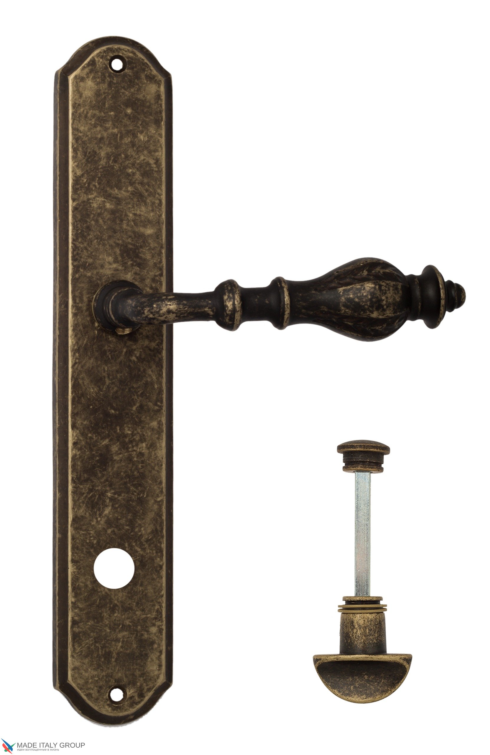Дверная ручка Venezia "GIFESTION" WC-2 на планке PL02 античная бронза