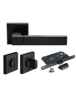 Комплект дверных ручек Morelli MH-28 BL-S с заверткой MH-WC-S BL+магнитный замок M1895 BL, цвет черный