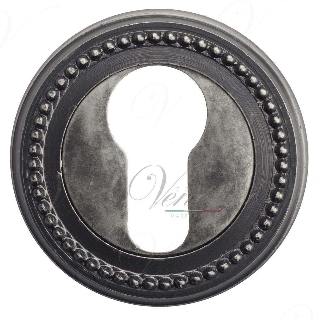 Накладка дверная с круглым основанием под цилиндр Venezia Cyl-1 D3 античное серебро