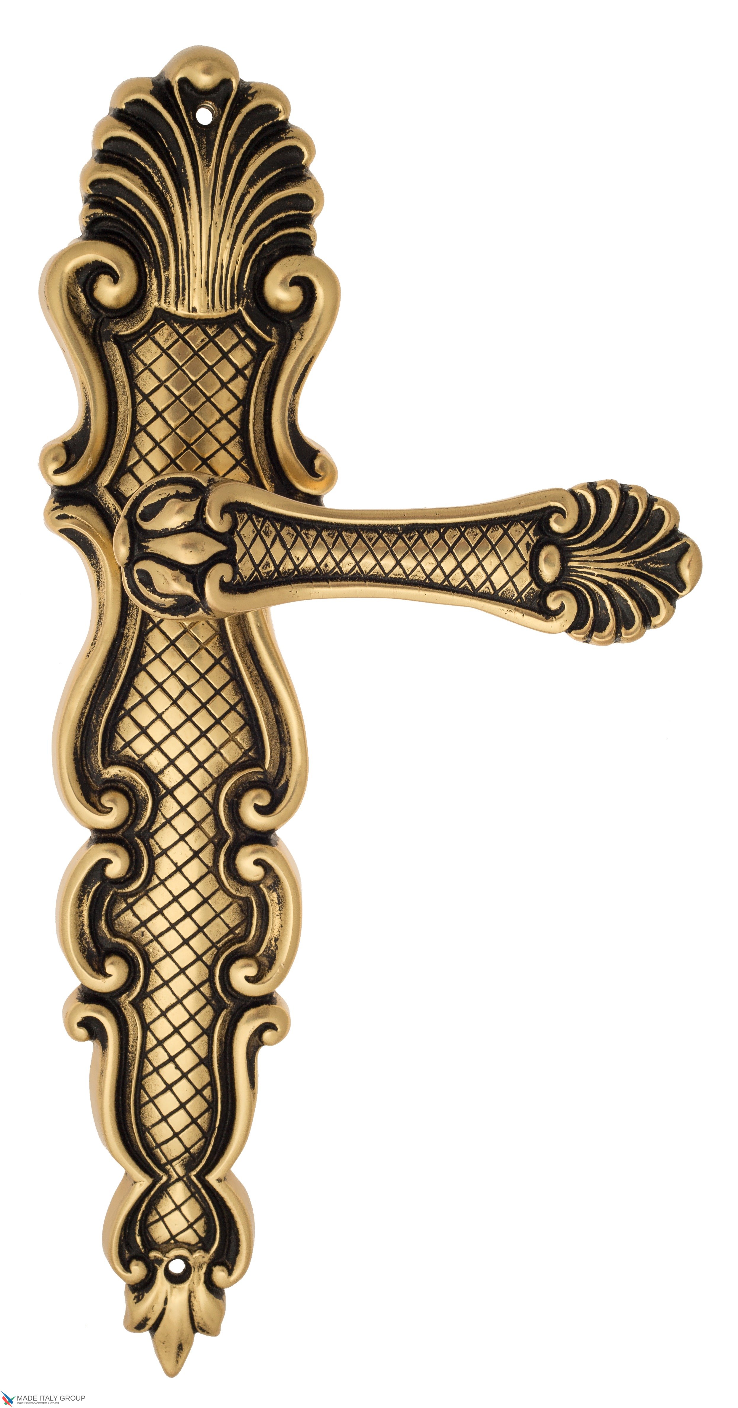 Дверная ручка Venezia "FENICE" на планке PL92 французское золото + коричневый