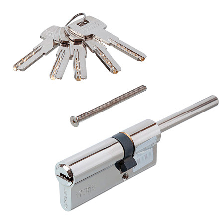 Цилиндр для замка ключ / ключ Apecs SM-75(30S/45)-S/65-NI никель