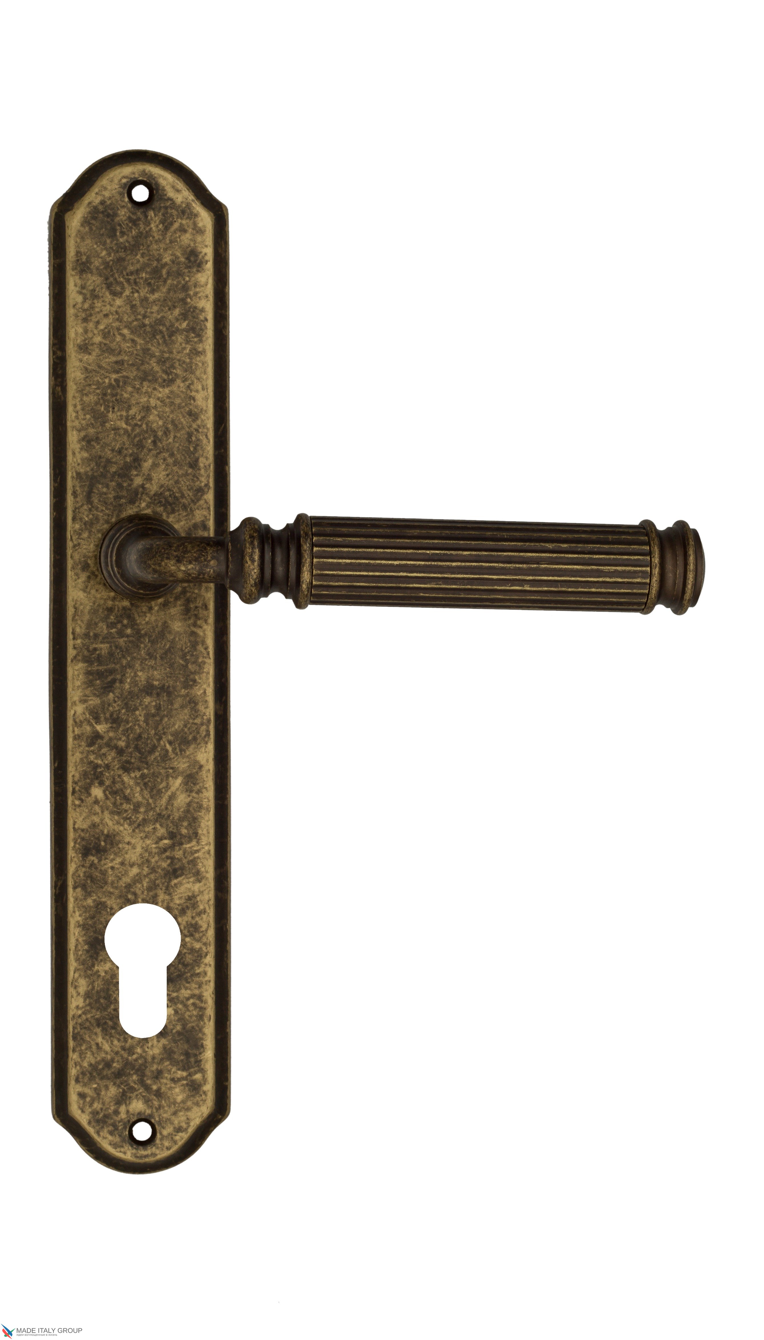 Дверная ручка Venezia "MOSCA" CYL на планке PL02 античная бронза