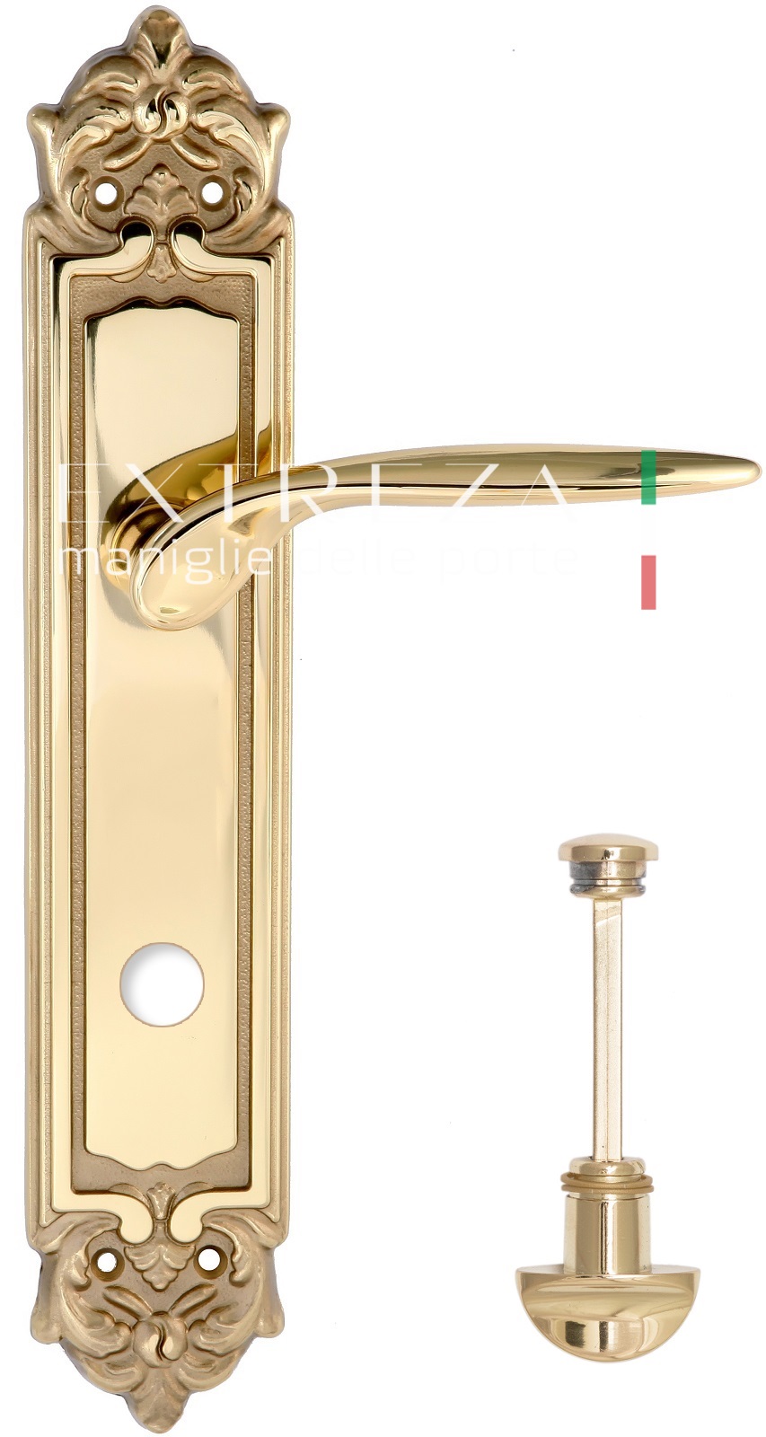 Ручка дверная Extreza CALIPSO (Калипсо) 311 на планке PL02 WC полированное золото F01