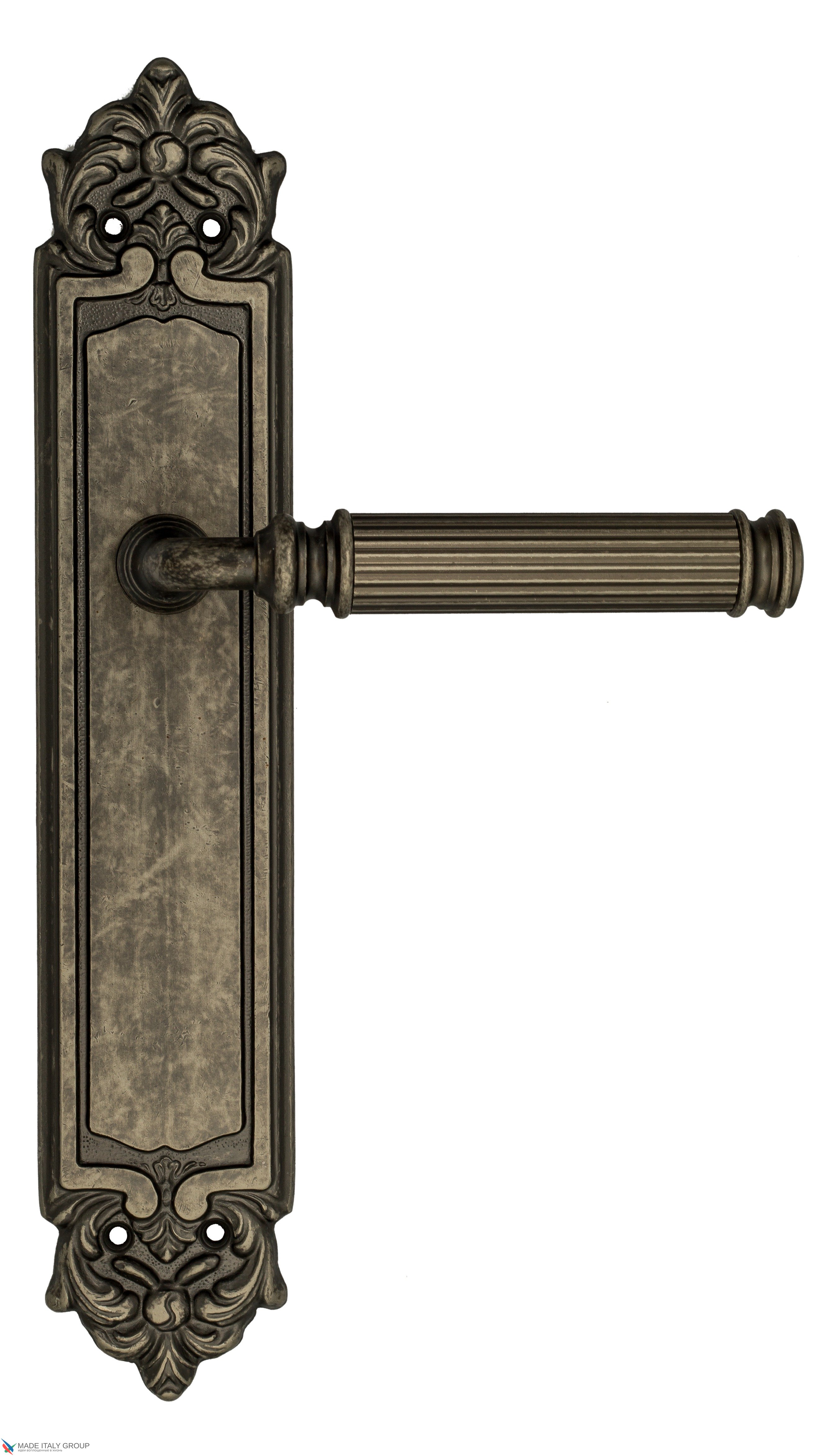 Дверная ручка Venezia "MOSCA" на планке PL96 античное серебро