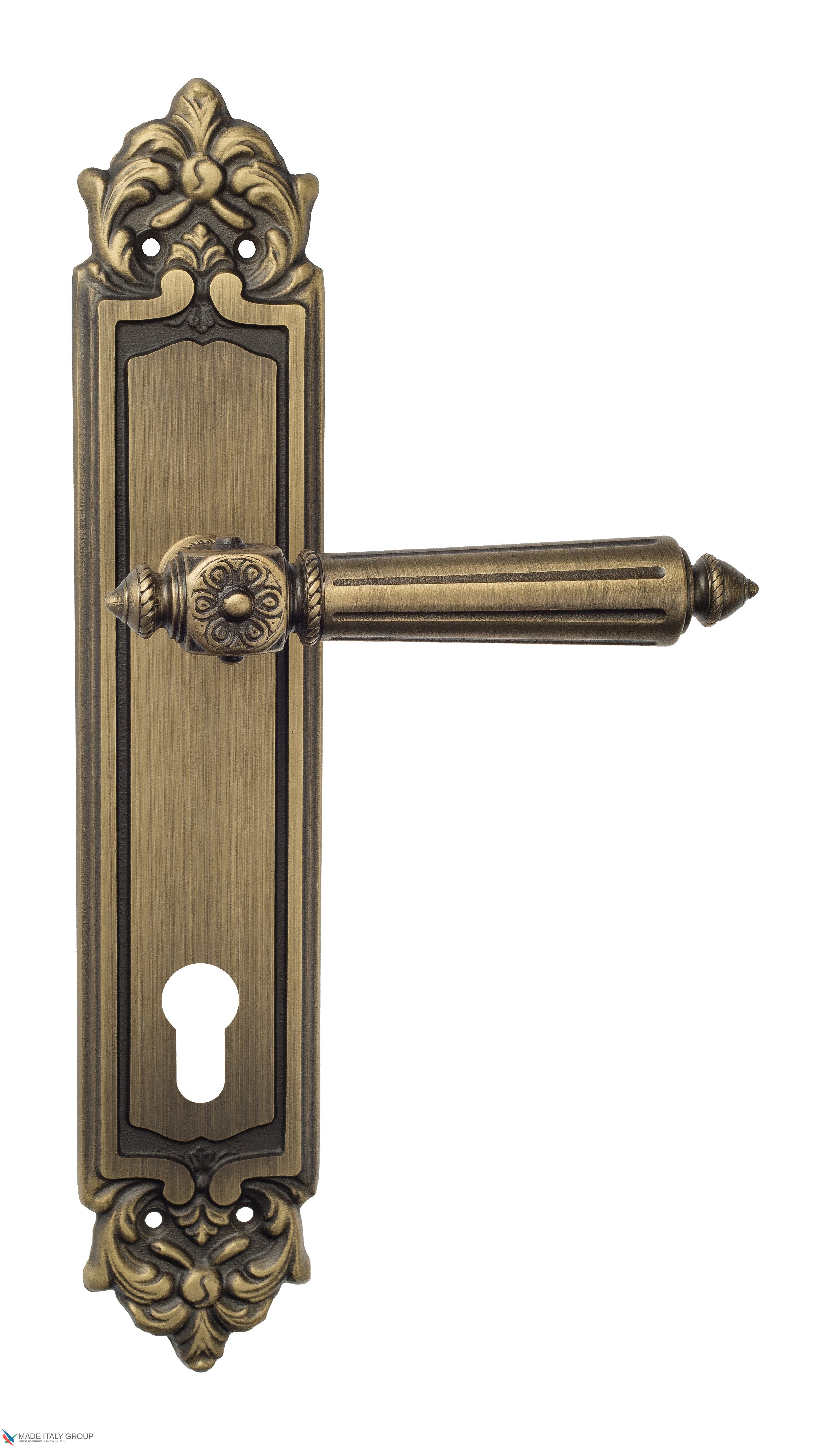 Дверная ручка Venezia "CASTELLO" CYL на планке PL96 матовая бронза