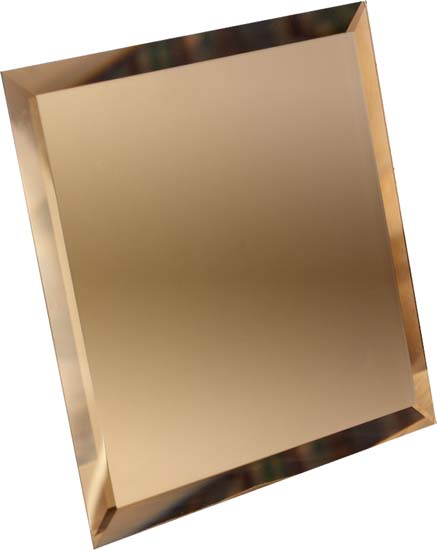 Плитка зеркальная ДСТ Квадратная бронзовая с фацетом 10мм КЗБ1-01 зеркальная 18х18