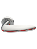 Ручка дверная Morelli Luxury SUNRISE R4 CSA/ROSSO раздельная на круглой розетке, цвет - матовый хром/красный, латунь