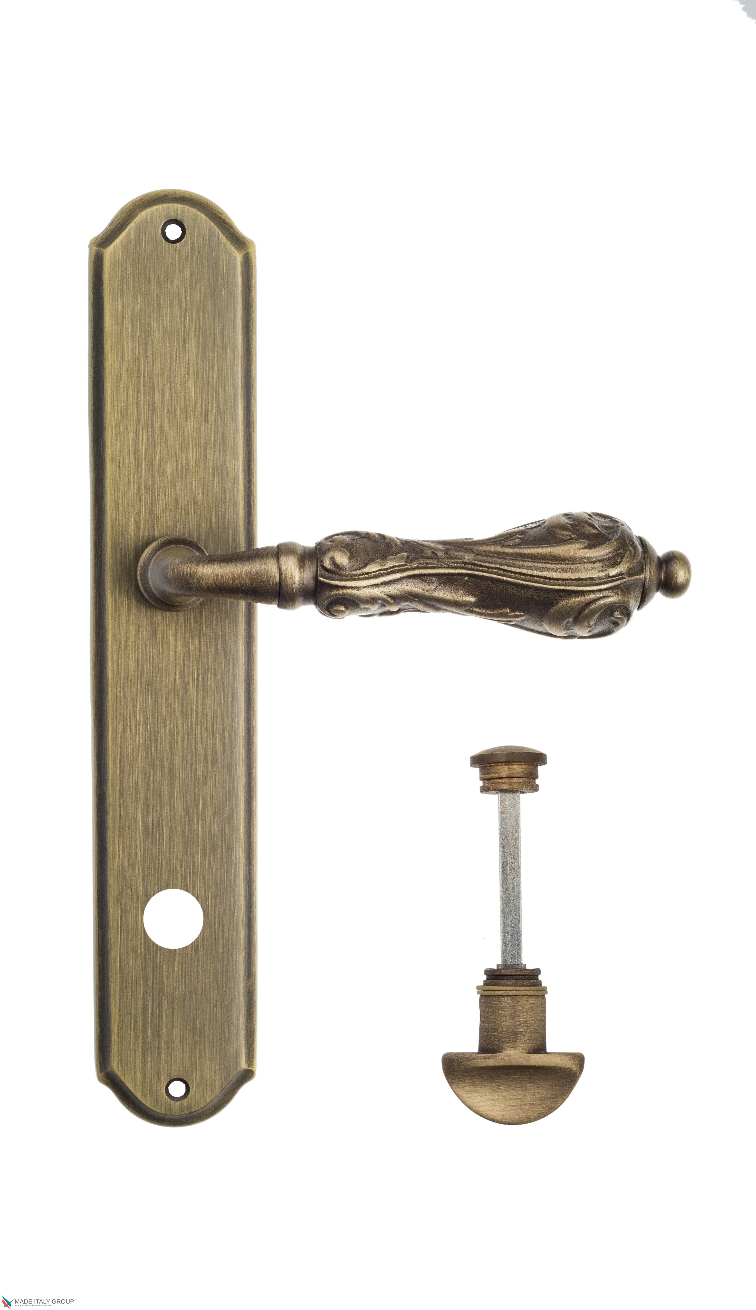 Дверная ручка Venezia "MONTE CRISTO" WC-2 на планке PL02 матовая бронза