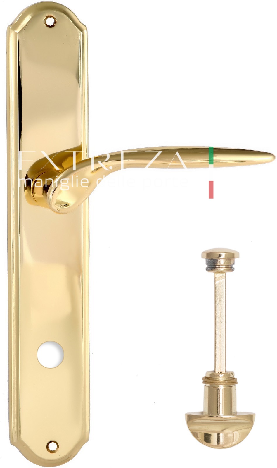 Ручка дверная Extreza CALIPSO (Калипсо) 311 на планке PL01 WC полированное золото F01