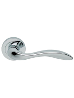 Ручка дверная Morelli Luxury LEON R2 CRO раздельная на круглой розетке, цвет хром, латунь