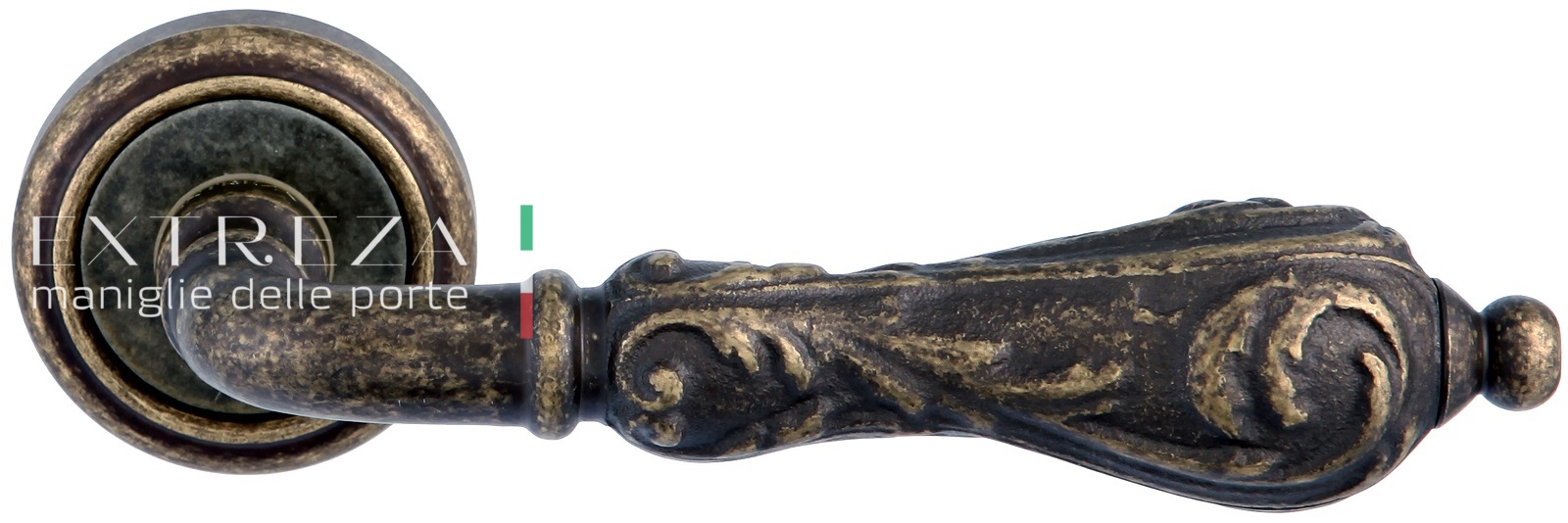 Ручка дверная Extreza GRETA (Грета) 302 на розетке R01 античная бронза F23