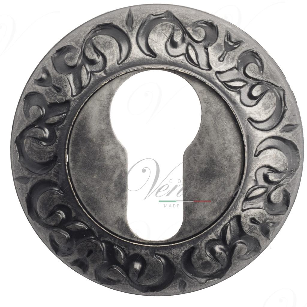 Накладка дверная с круглым основанием под цилиндр Venezia Cyl-1 D4 античное серебро