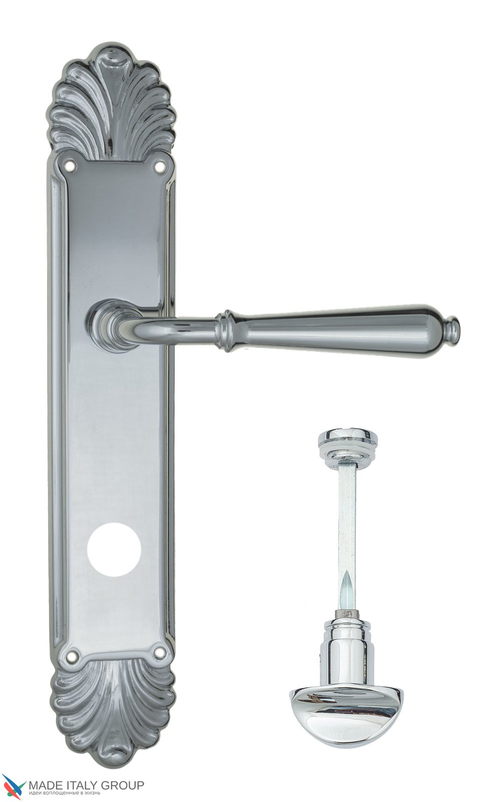 Дверная ручка Venezia "CLASSIC" WC-2 на планке PL87 полированный хром