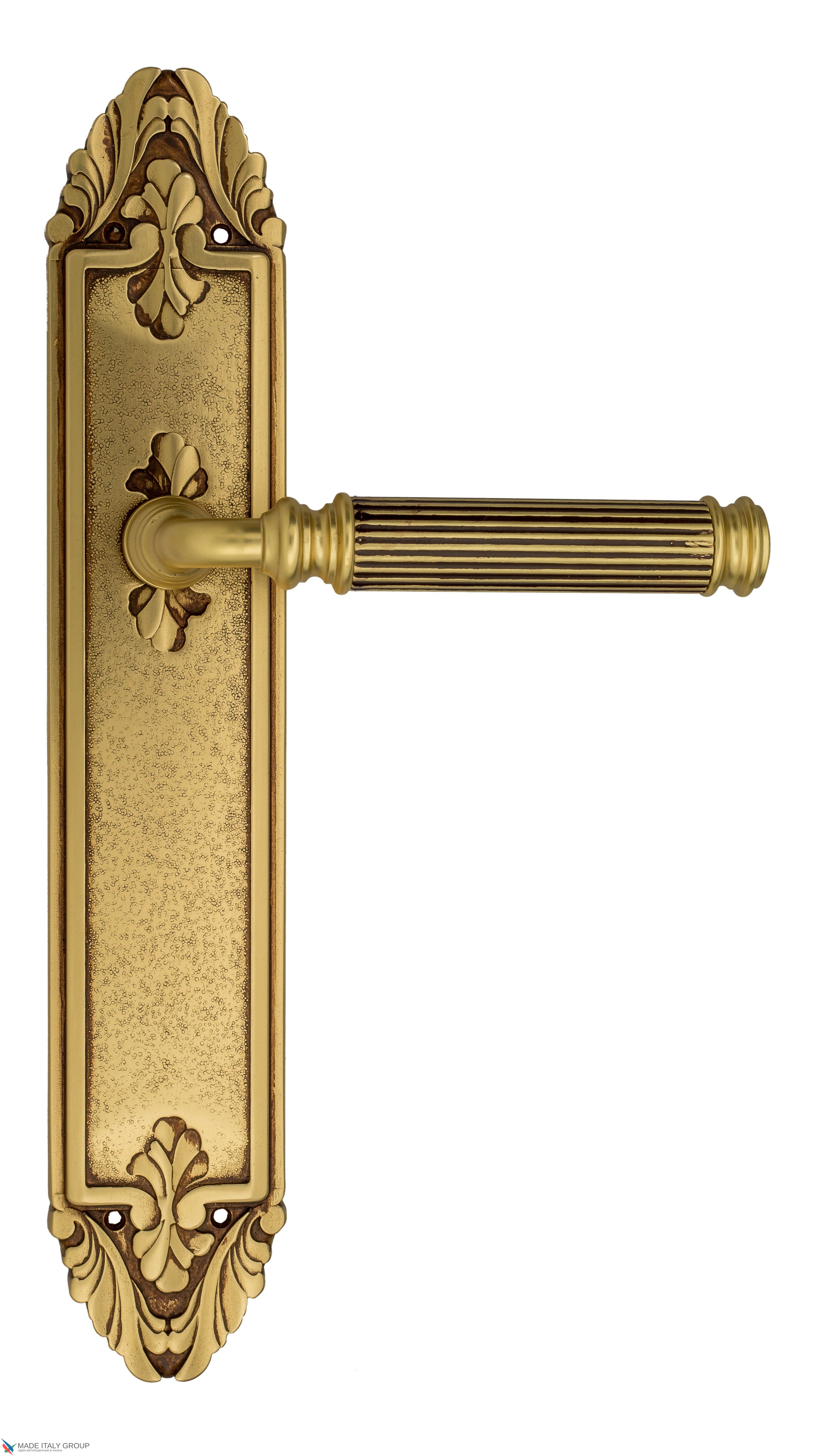 Дверная ручка Venezia "MOSCA" на планке PL90 французское золото + коричневый