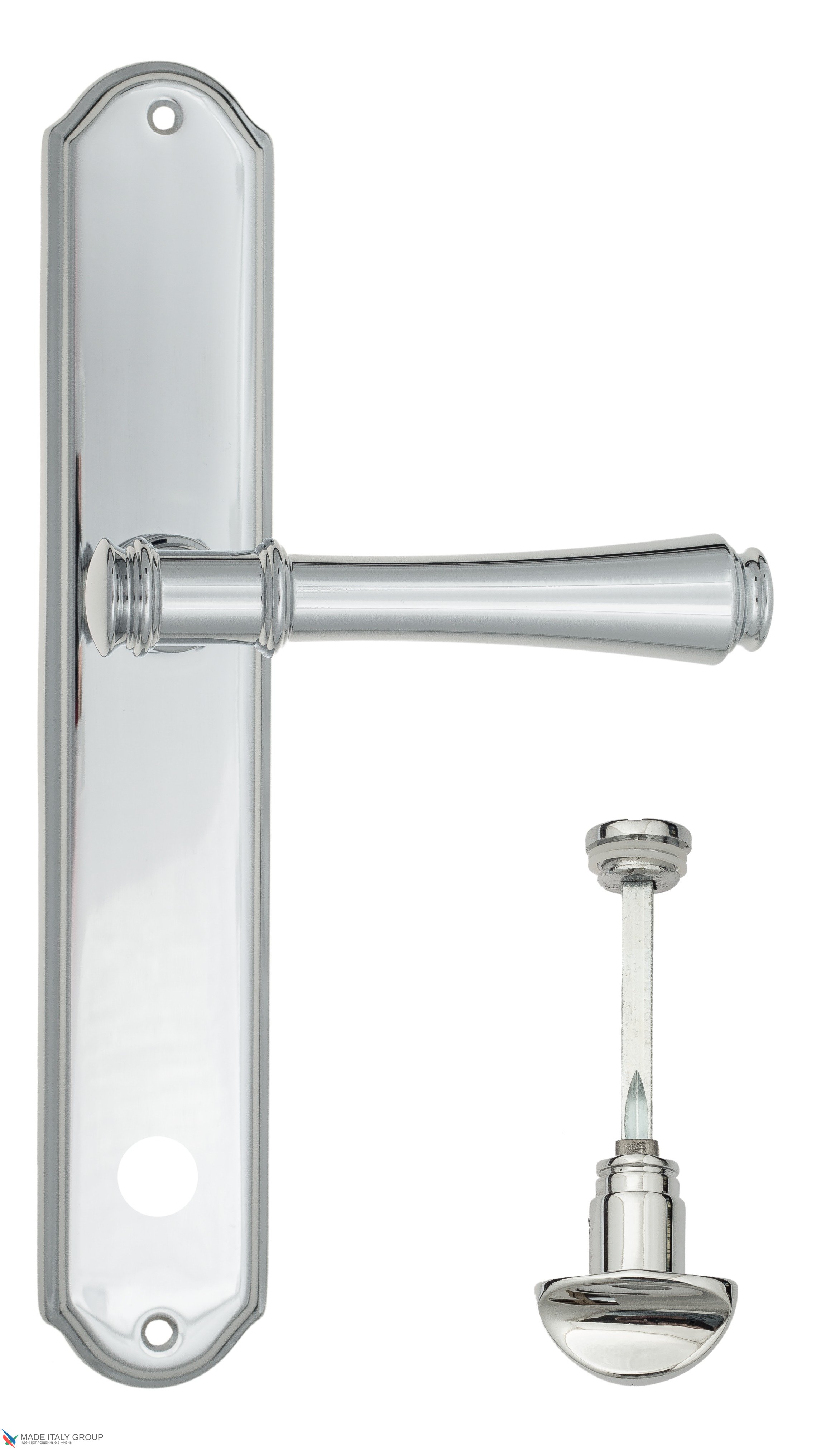 Дверная ручка Venezia "CALLISTO" WC-2 на планке PL02 полированный хром