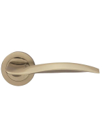 Ручка дверная Morelli Luxury WAVE R1 NIS раздельная на круглой розетке, цвет матовый никель, латунь