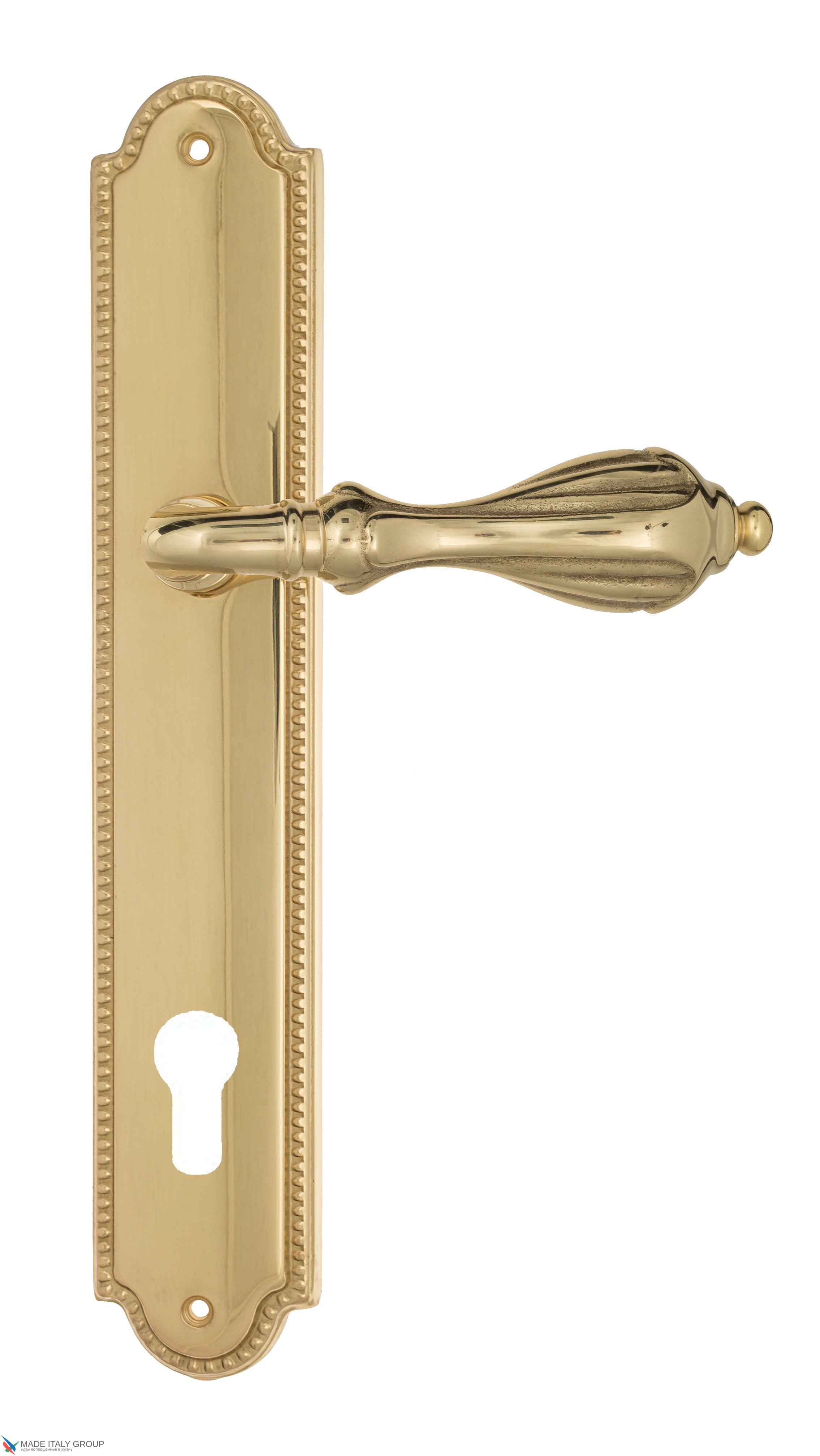 Дверная ручка Venezia "ANAFESTO" CYL на планке PL98 полированная латунь