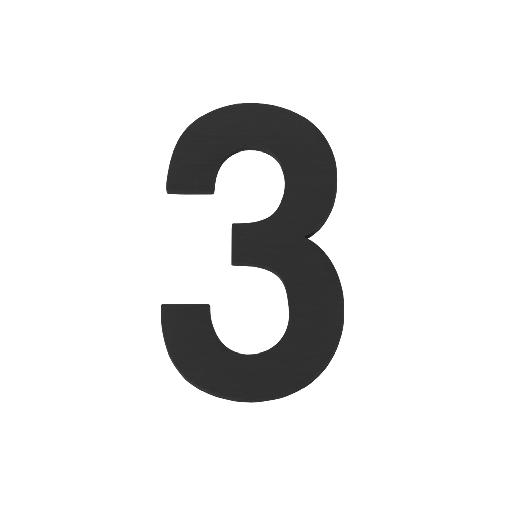 Цифра "3" самоклеящаяся SS304 (50х30) (FUARO) BL черный
