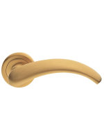 Ручка дверная Morelli Luxury ARCH R4 OSA раздельная на круглой розетке, цвет матовое золото, латунь