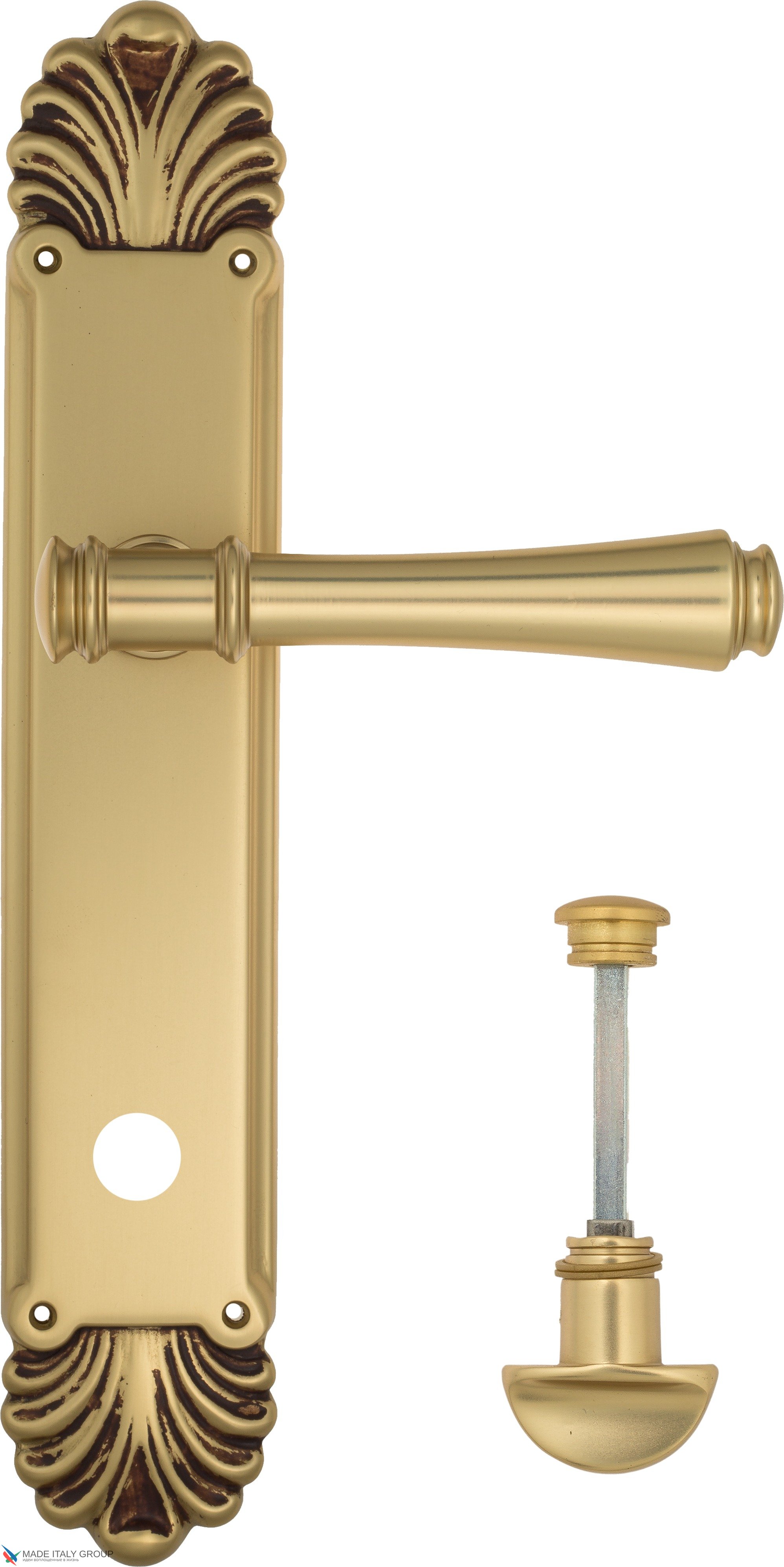 Дверная ручка Venezia "CALLISTO" WC-2 на планке PL87 французское золото + коричневый