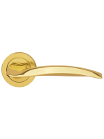Ручка дверная Morelli Luxury WAVE R1 OTL раздельная на круглой розетке, цвет золото, латунь