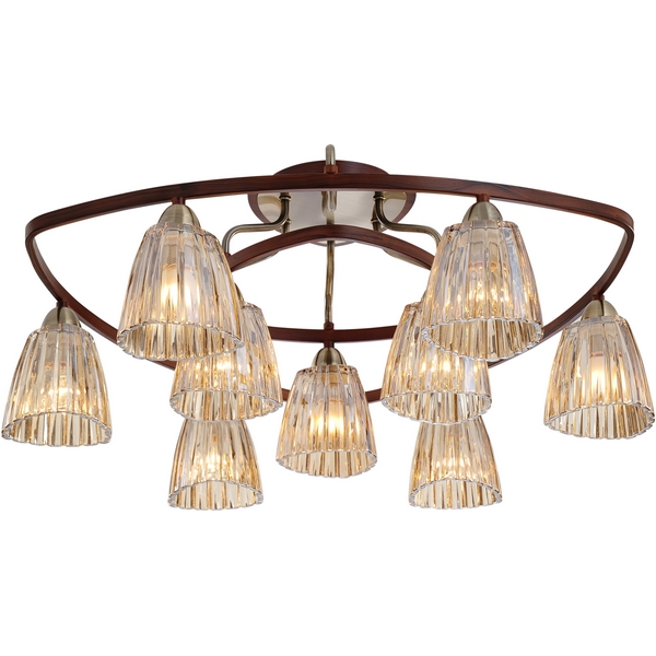 Люстра потолочная N-Light 408-09-53 antique brass + walnut