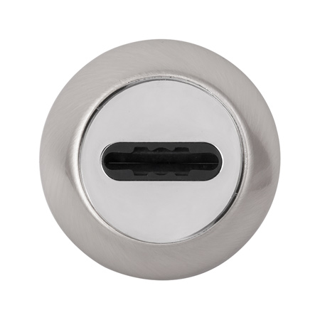 Накладка дверная с круглым основанием под сувальдный ключ Apecs DP-S-08-Auto-NIS матовый никель