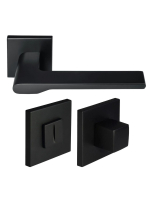 Комплект дверных ручек Morelli MH-53-S6 BL с заверткой MH-WC-S6 BL, цвет черный