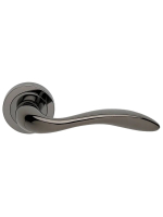 Ручка дверная Morelli Luxury LEON R2 NIN раздельная на круглой розетке, цвет черный никель, латунь