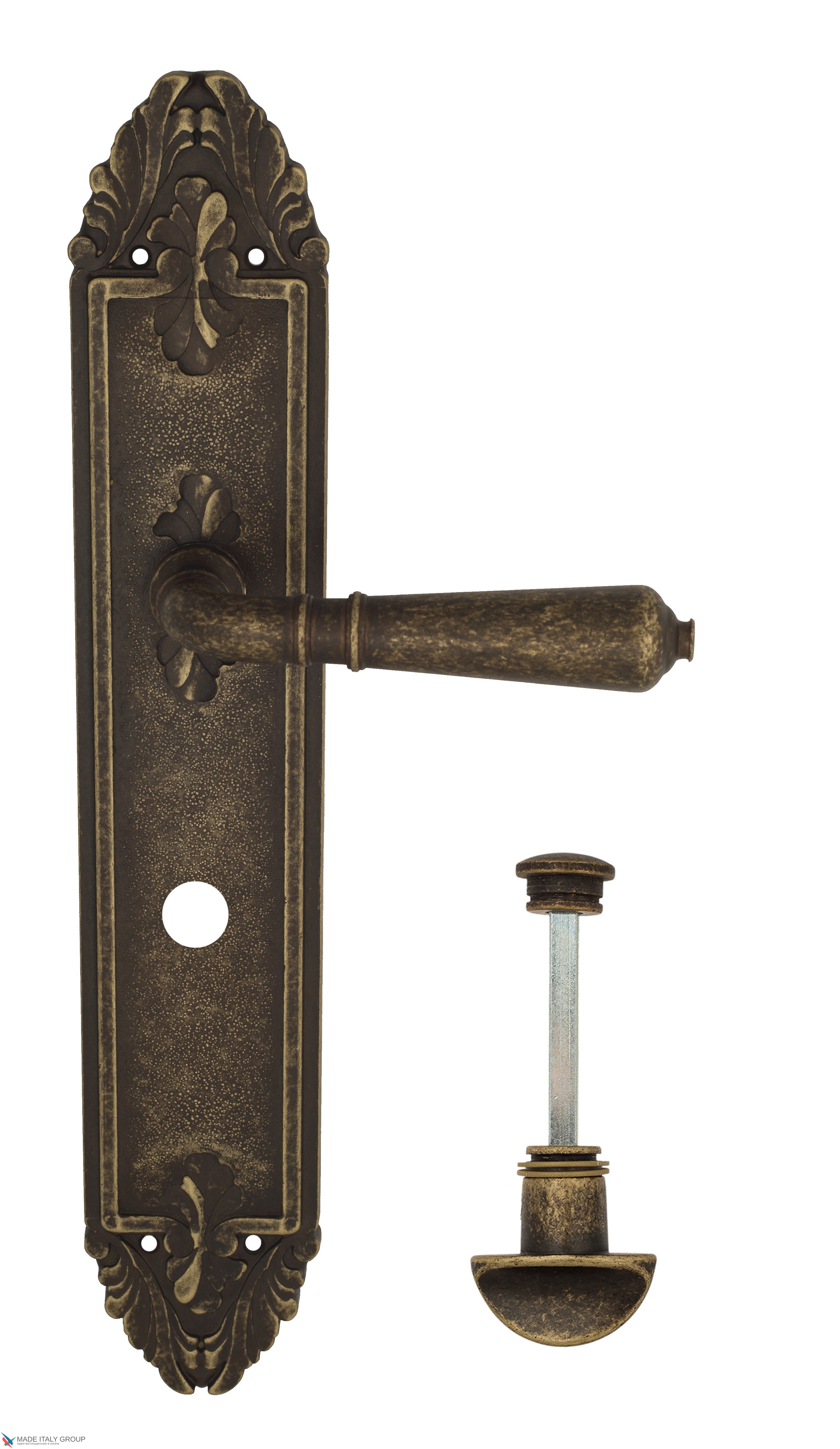 Дверная ручка Venezia "VIGNOLE" WC-2 на планке PL90 античная бронза