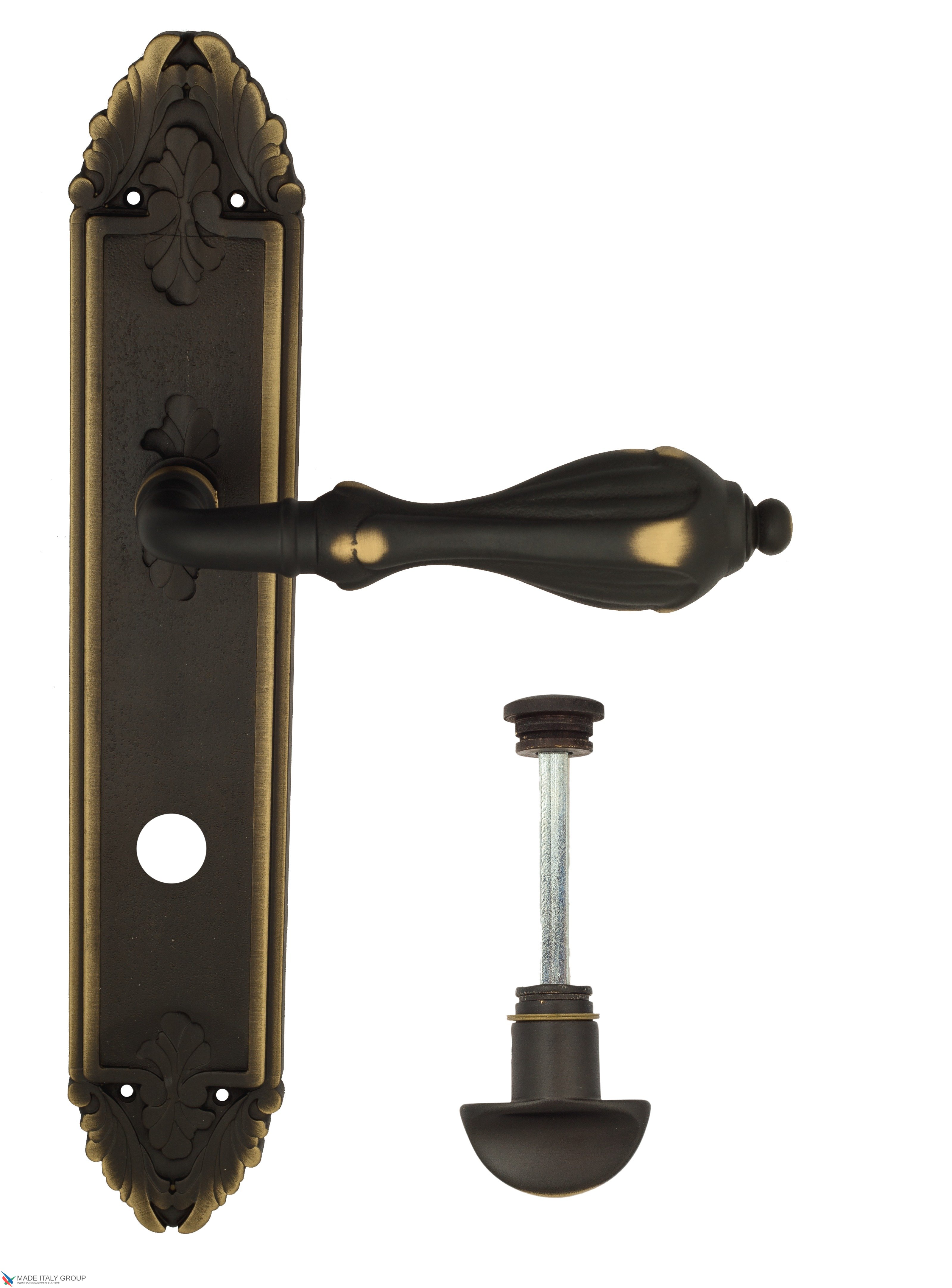 Дверная ручка Venezia "ANAFESTO" WC-2 на планке PL90 темная бронза