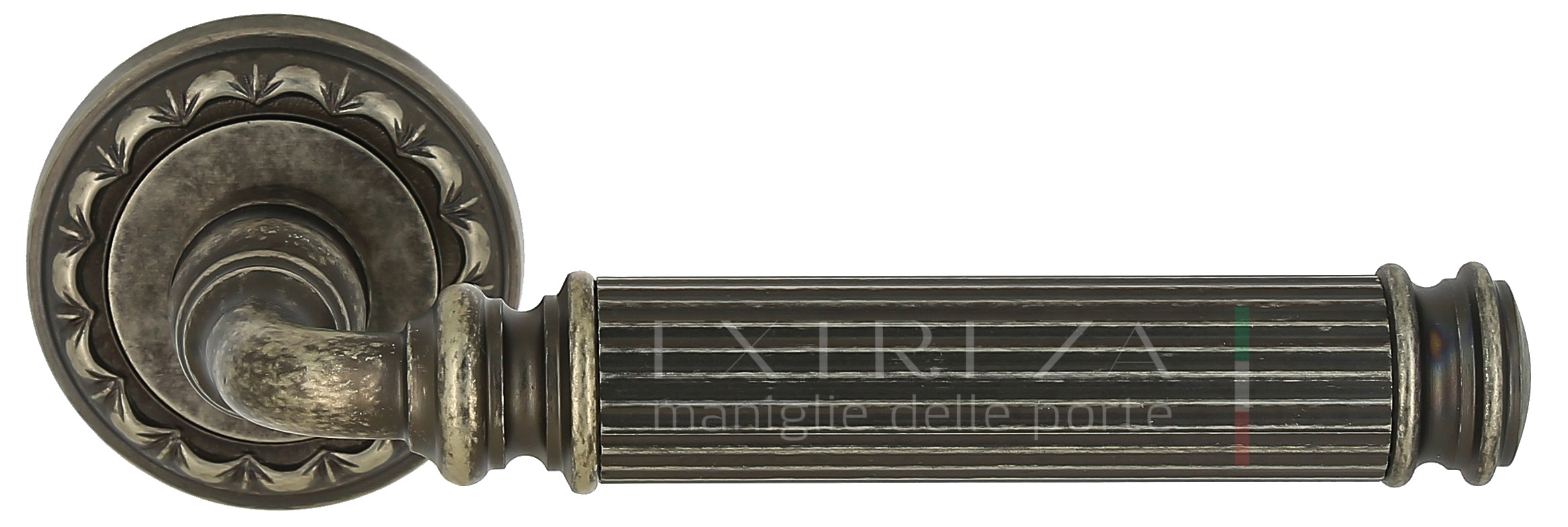 Ручка дверная Extreza BENITO (Бенито) 307 на розетке R02 античное серебро F45