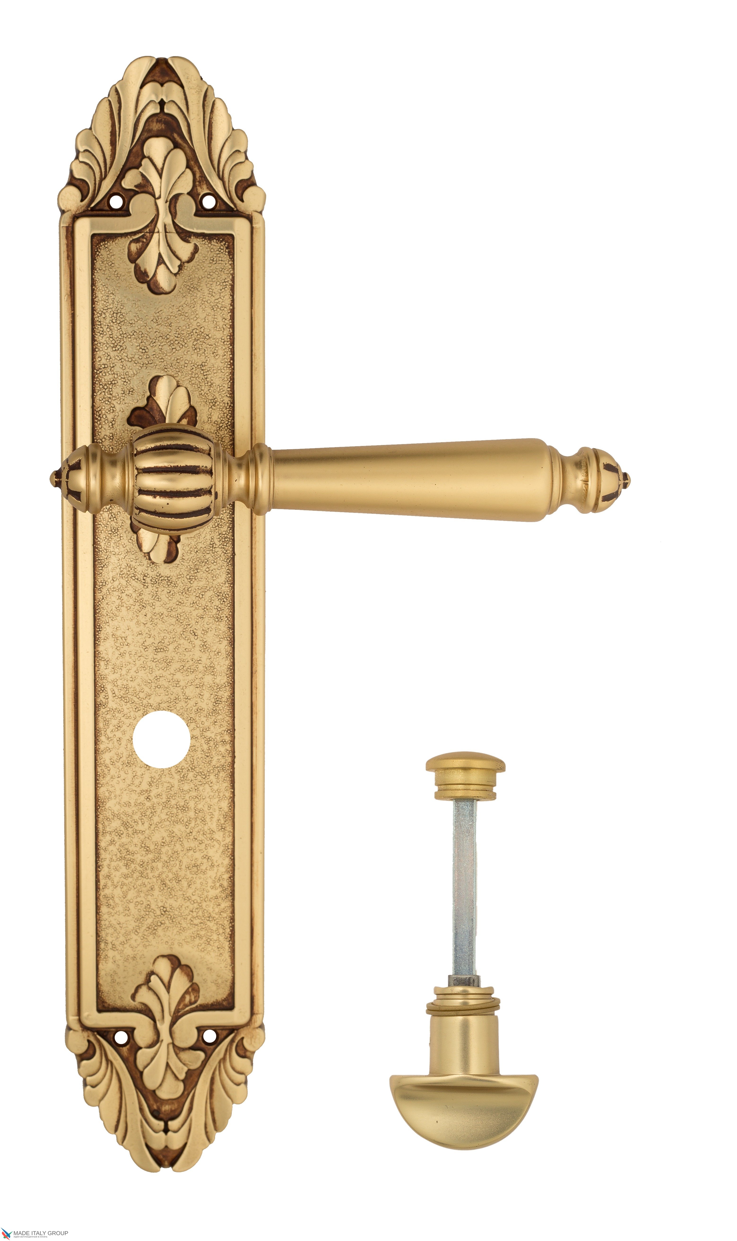 Дверная ручка Venezia "PELLESTRINA" WC-2 на планке PL90 французское золото + коричневый