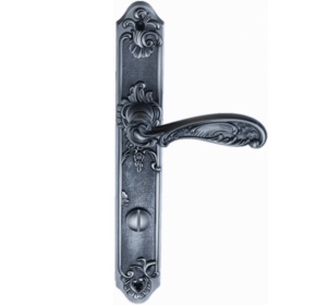 Ручка дверная на планке под фиксатор Archie Genesis FLOR BL. SILVER (OL) черненое серебро
