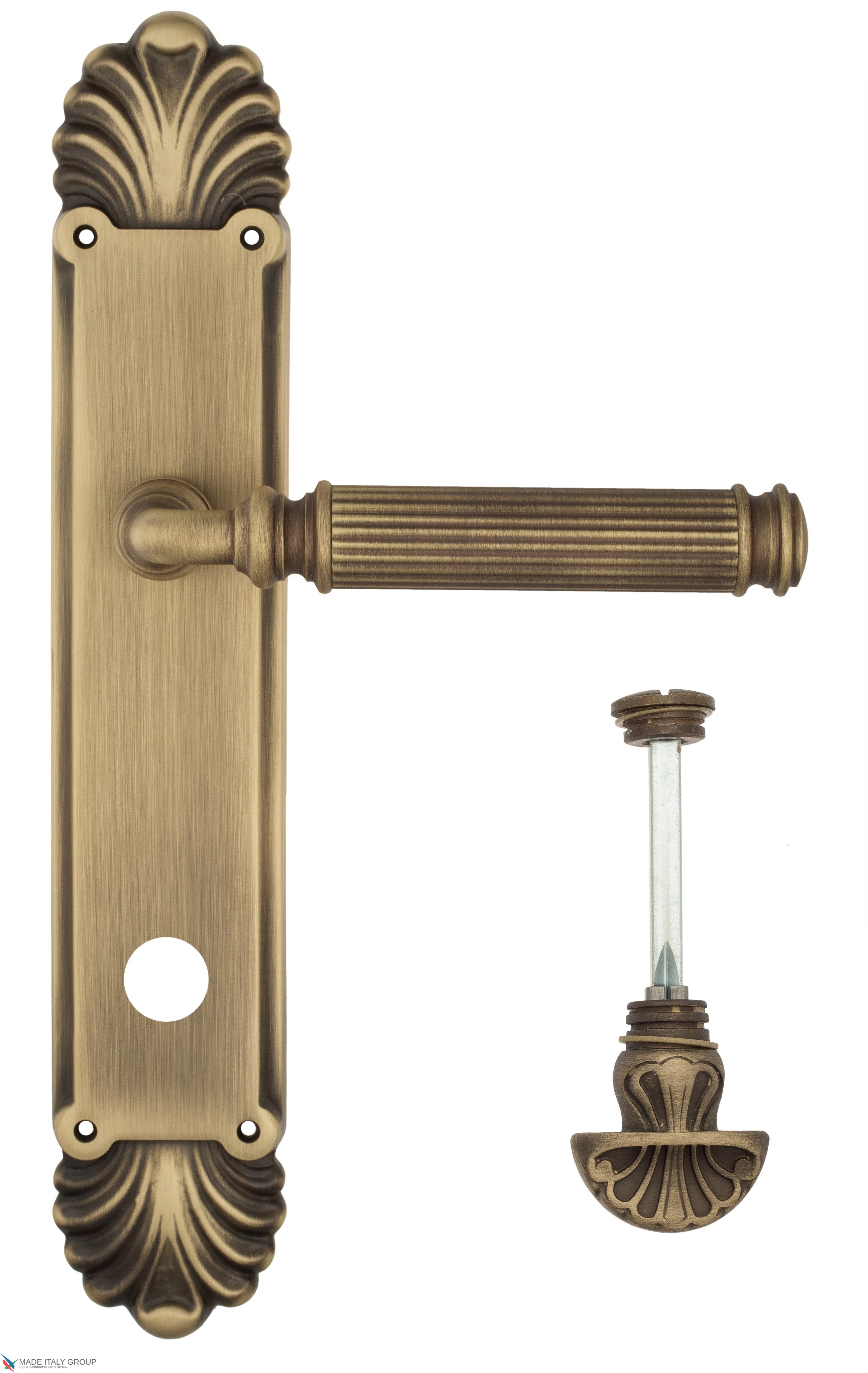 Дверная ручка Venezia "MOSCA" WC-4 на планке PL87 матовая бронза