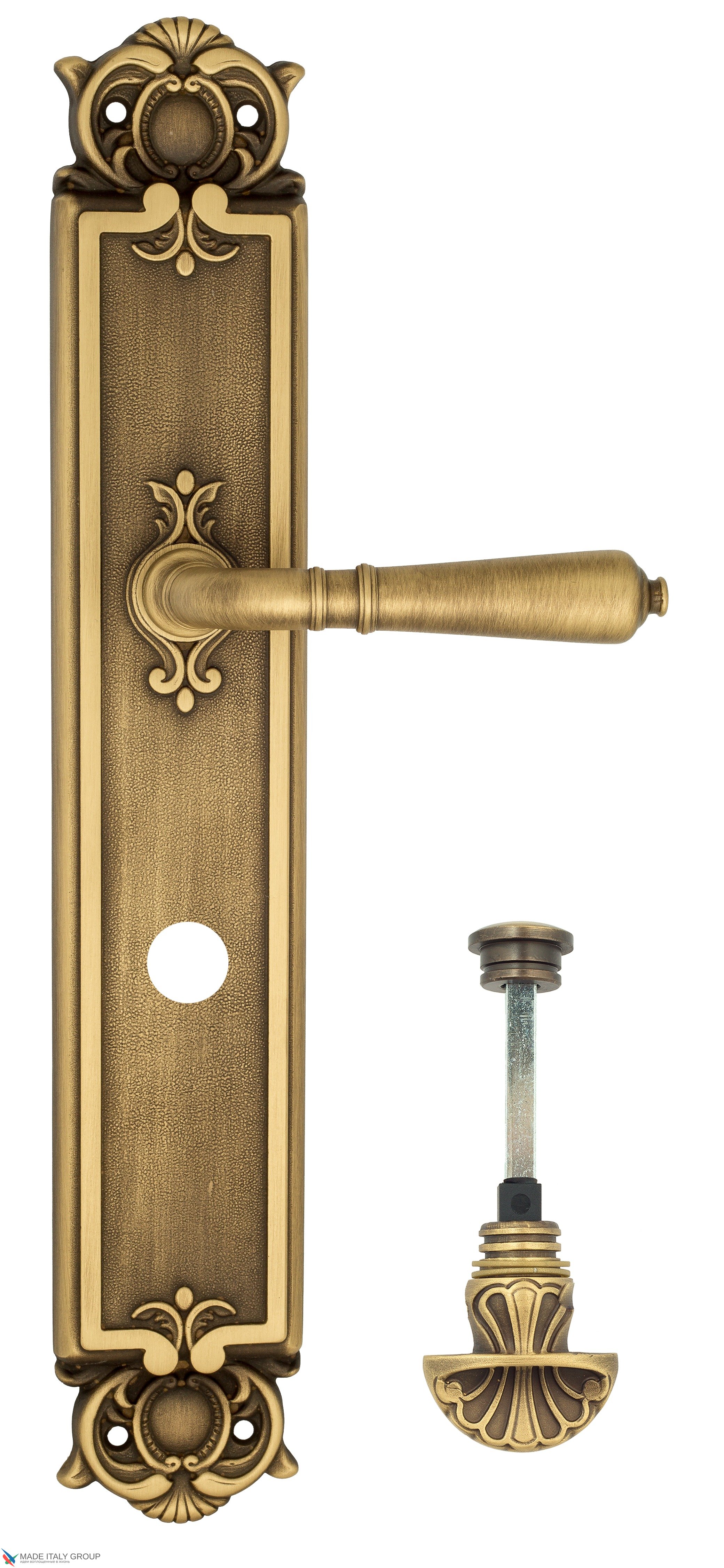 Дверная ручка Venezia "VIGNOLE" WC-4 на планке PL97 матовая бронза