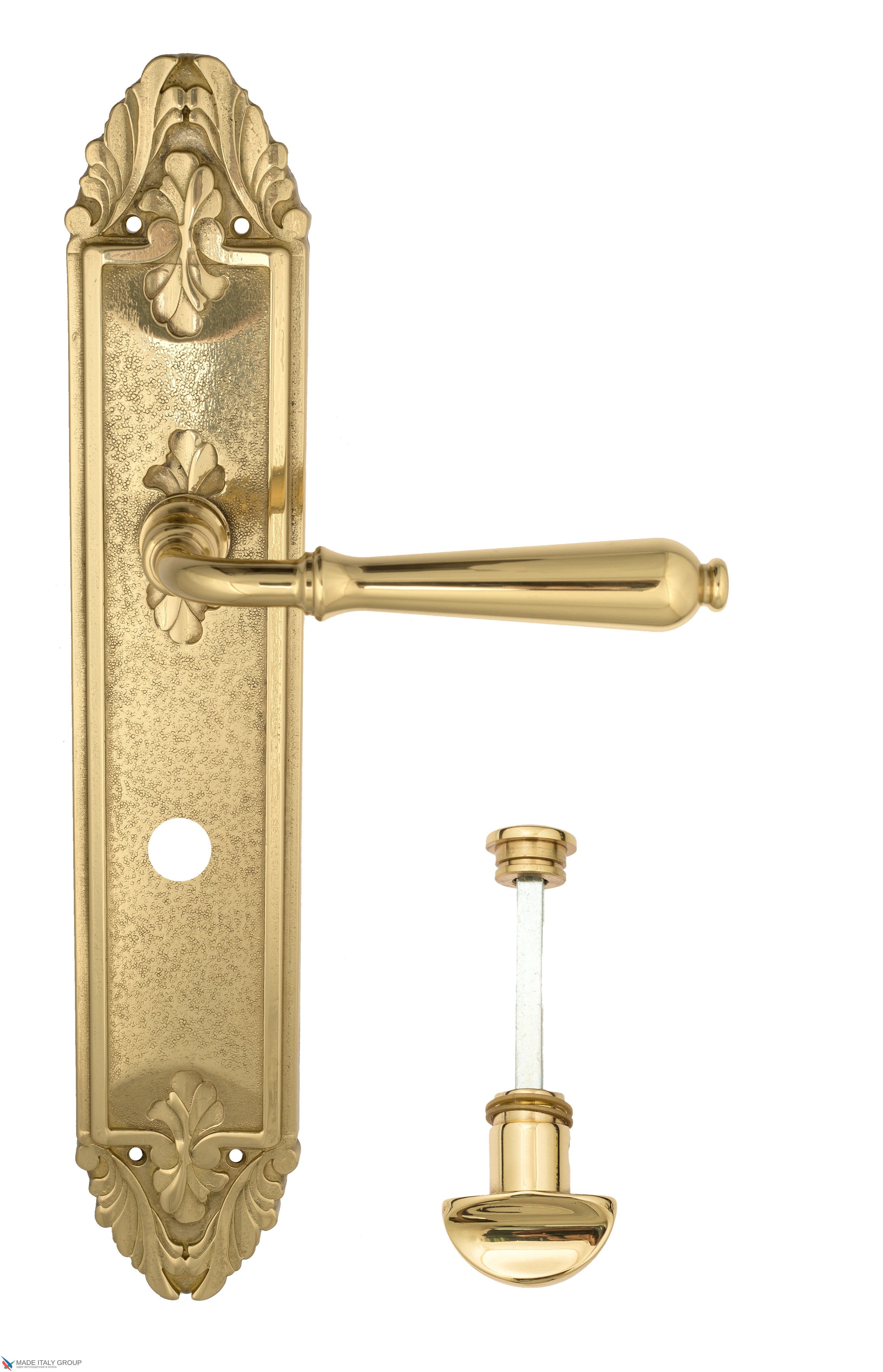 Дверная ручка Venezia "CLASSIC" WC-2 на планке PL90 полированная латунь