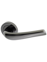 Ручка дверная Morelli Luxury RAFT R2 NIN раздельная на круглой розетке, цвет черный никель, латунь