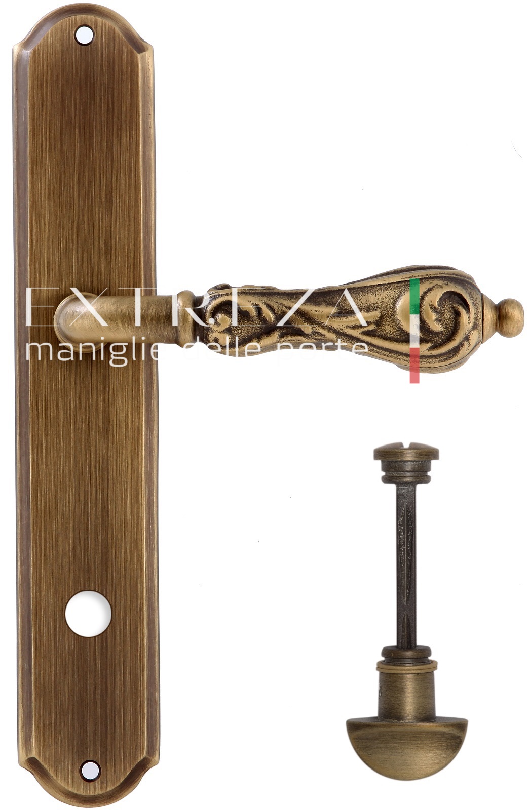 Ручка дверная Extreza GRETA (Грета) 302 на планке PL01 WC матовая бронза F03