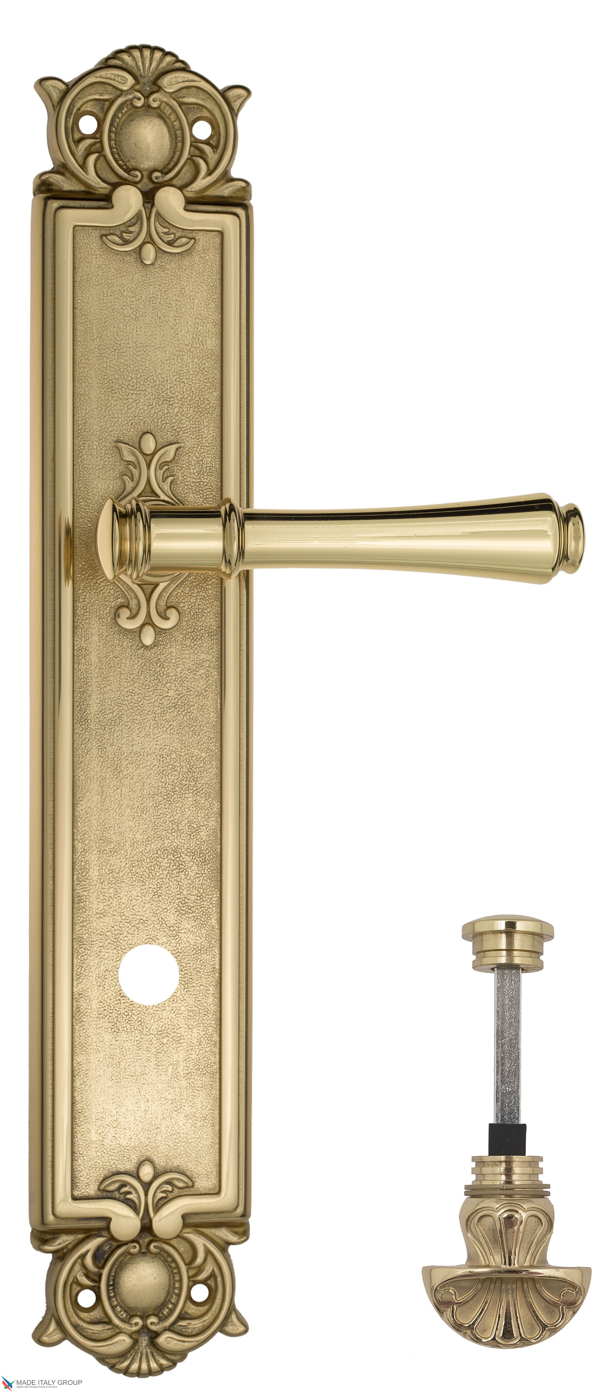 Дверная ручка Venezia "CALLISTO" WC-4 на планке PL97 полированная латунь
