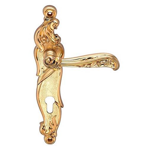 Ручка дверная на планке под цилиндр Archie Genesis Rizo S. Gold матовое золото