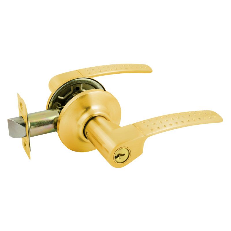 Ручка защелка (кноб) дверная нажимная НОРА-М золото матовое ТТ15-01 ключ/фикс